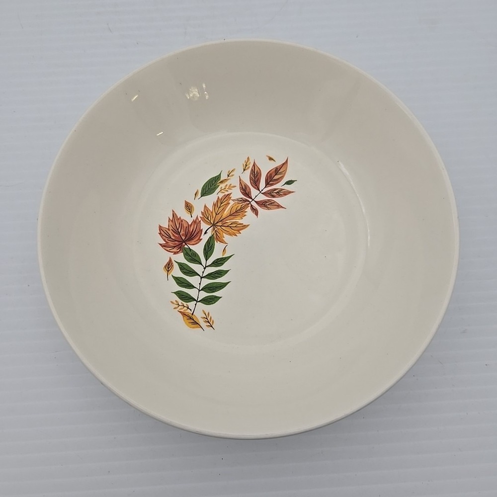Vintage Salem Autumn Leaves 6 Inch Ceramic Cereal Bowl Multicolor Round USA